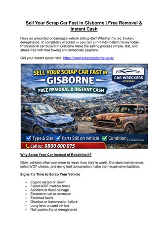 Sell Your Scrap Car Fast in Gisborne | Free Removal & Instant Cash
