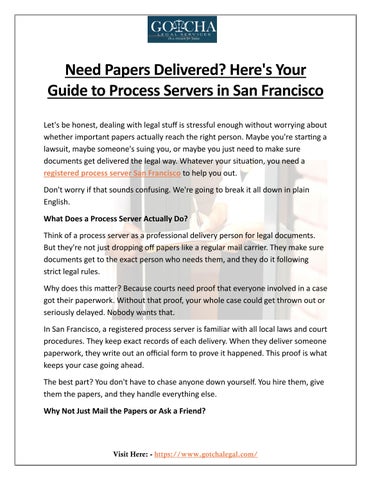 Need Papers Delivered? Here's Your Guide to Process Servers in San Francisco