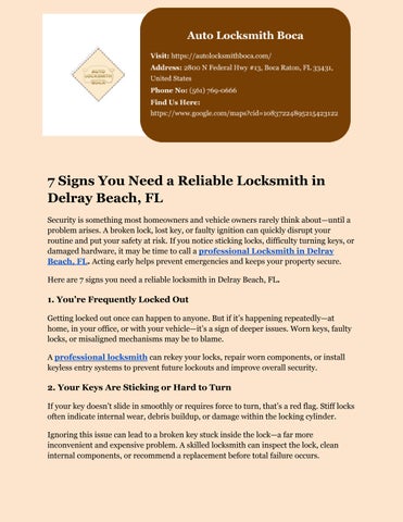 7 Signs You Need a Reliable Locksmith in Delray Beach, FL
