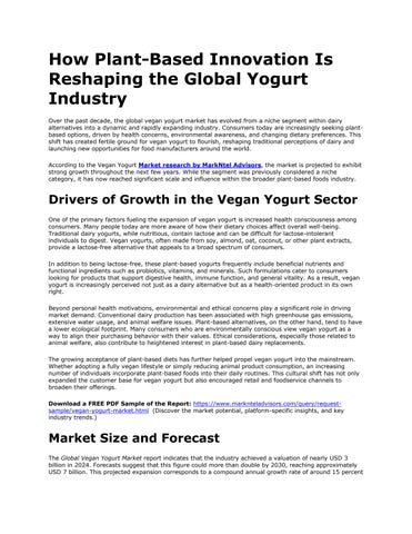 Global Vegan Yogurt Market Growth Analysis