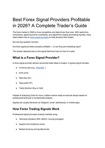 Best Forex Signal Providers Profitable in 2026? A Complete Trader’s Guide