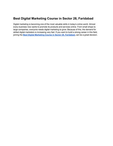 Best Digital Marketing Course in Sector 28, Faridabad