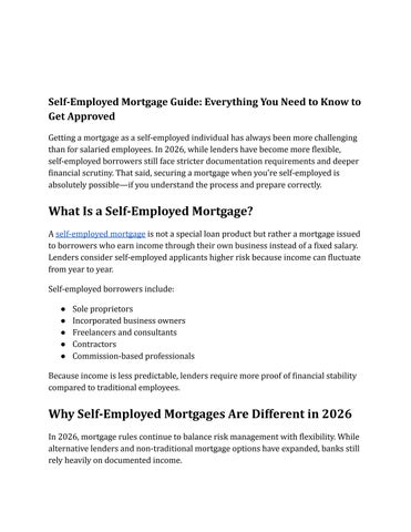 Self-Employed Mortgage Guide 2026