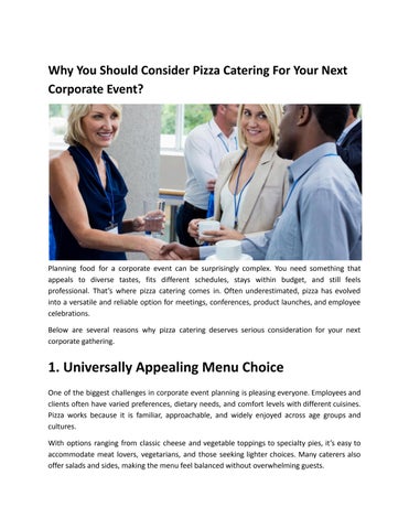 Why You Should Consider Pizza Catering For Your Next Corporate Event_