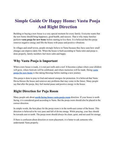Simple Guide Or Happy Home_ Vastu Pooja And Right Direction