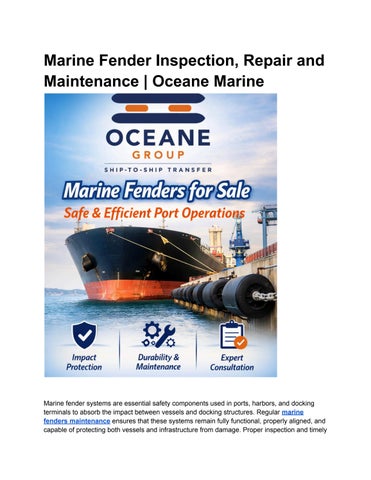 Marine Fender Inspection, Repair and Maintenance _ Oceane Marine