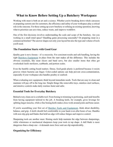 What to Know Before Setting Up a Butchery Workspace 