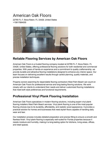 Reliable Flooring Services by American Oak Floors