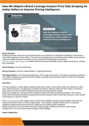 How We Helped a Brand Leverage Amazon Price Data Scraping for Indian Sellers to Improve Pricing Inte