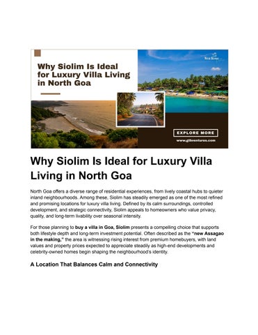 Why Siolim Is Ideal for Luxury Villa Living in North Goa 