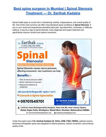 Best spine surgeon in Mumbai _ Spinal Stenosis Treatment — Dr. Sarthak Kadakia