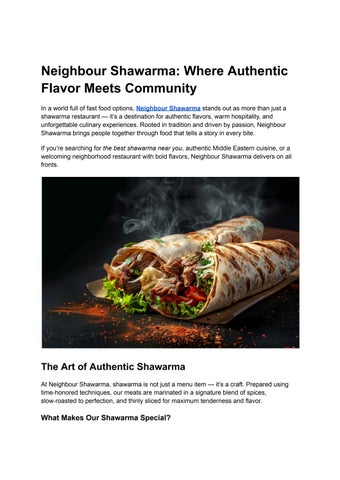 Neighbour Shawarma_ Where Authentic Flavor Meets Community