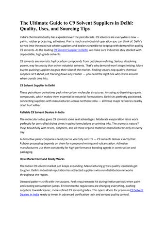 C9 Solvent Suppliers in Delhi