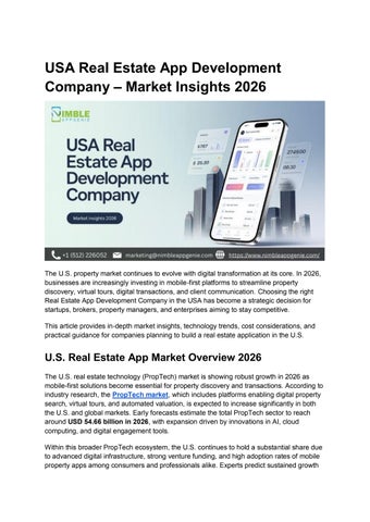 USA Real Estate App Development Company – Market Insights