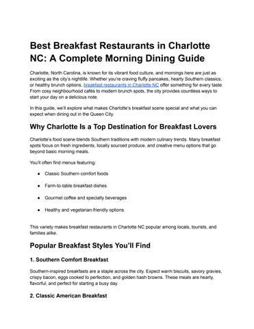 Best Breakfast Restaurants in Charlotte, NC: A Complete Morning Dining Guide