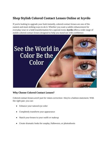 Shop Stylish Colored Contact Lenses Online at Icyvilo