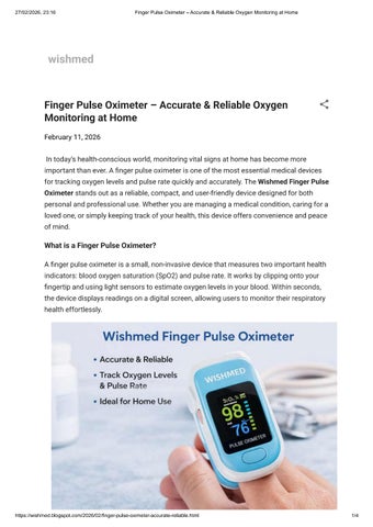 Finger Pulse Oximeter – Accurate & Reliable Oxygen Monitoring at Home