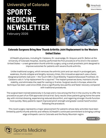 Sports Medicine Newsletter - February 2026