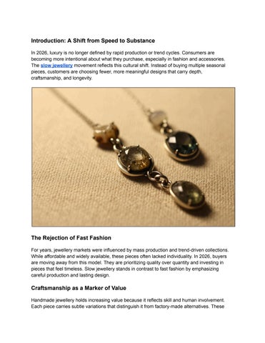 Slow Jewellery Movement 2026: Why Handmade Pieces Are Gaining Value