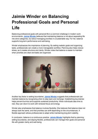 Jaimie Winder on Balancing Professional Goals and Personal Life