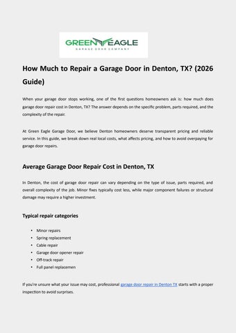 How Much Does Garage Door Repair Cost in Denton, TX