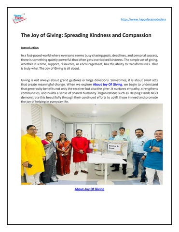 The Joy of GivingSpreading Kindness and Compassion
