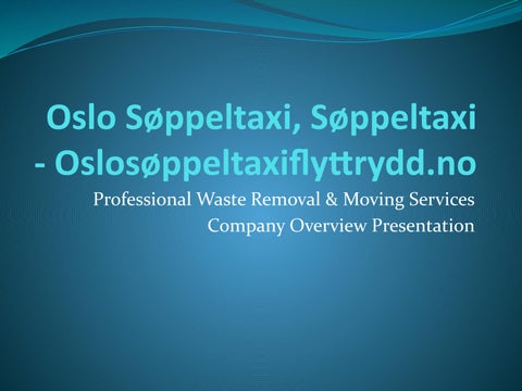 Oslo Søppeltaxi, Søppeltaxi - Oslosøppeltaxiflyttrydd.no