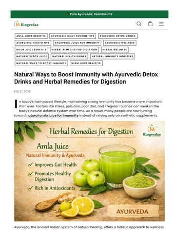 Natural Ways to Boost Immunity Naturally with Ayurvedic Detox Drinks and Digestive Herbal Remedies