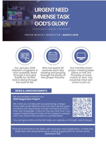 March 26 Prayer Monthly Newsletter