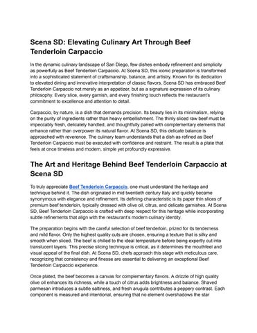 Beef Tenderloin Carpaccio