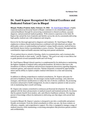 Dr Sunil Kapoor Bhopal