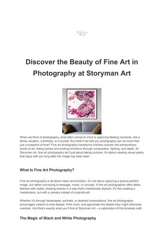 Discover the Beauty of Fine Art in Photography at Storyman Art