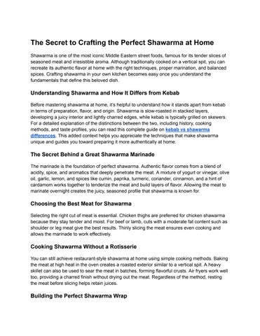 The Secret to Crafting the Perfect Shawarma at Home