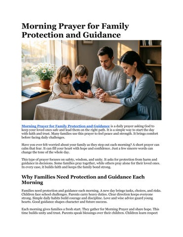Morning Prayer for Family Protection and Guidance