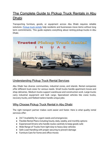 Complete Guide to Pickup Truck Rentals in Abu Dhabi