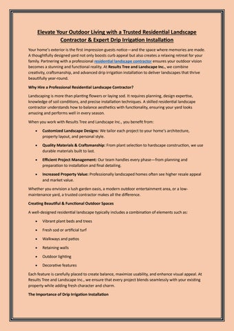 Elevate Your Outdoor Living with a Trusted Residential Landscape Contractor