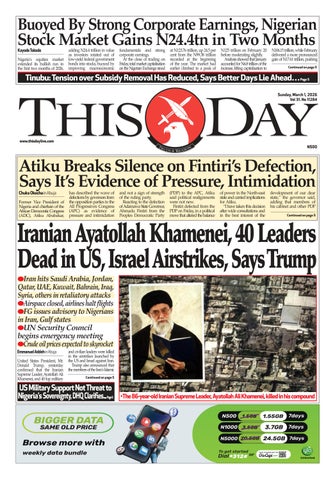 SUNDAY 1ST MARCH 2026