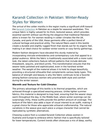 Karandi Collection in Pakistan Winter-Ready Styles for Women