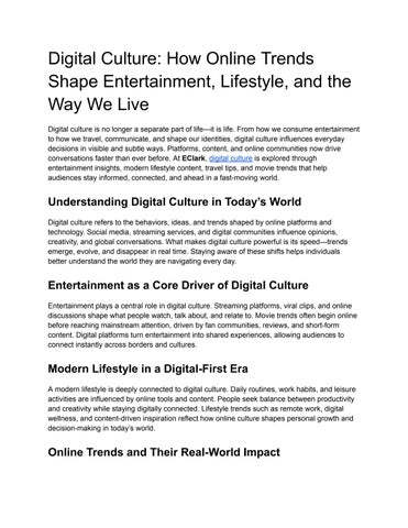 Digital Culture_ How Online Trends Shape Entertainment, Lifestyle, and the Way We Live