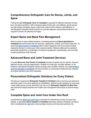 Comprehensive Orthopedic Care for Bones, Joints, and Spine