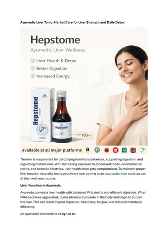 Ayurvedic Liver Tonic - Herbal Care for Liver Strength and Daily Detox