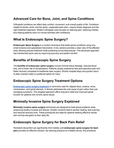 Advanced Orthopedic & Spine Care for Back Pain Relief