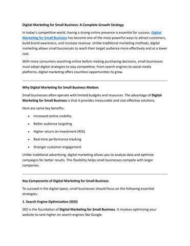 Digital Marketing for Small Business
