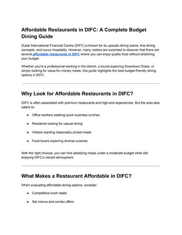 Untitled dAffordable Restaurants in DIFC: Best Budget Dining Guideocument