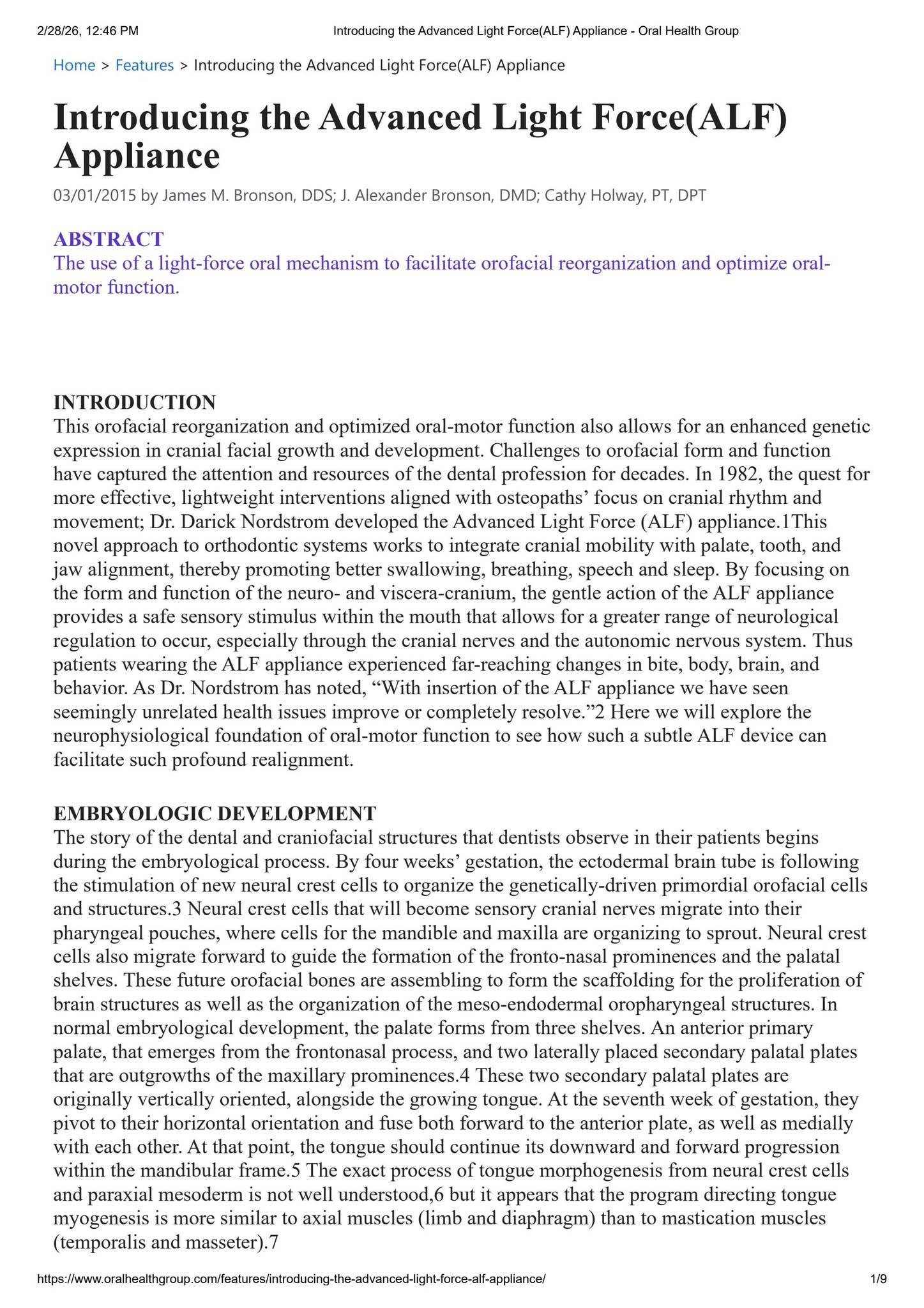 Introducing the Advanced Light Force(ALF) Appliance - Oral Health Group ...