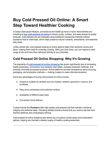 Buy Cold Pressed Oil Online_ A Smart Step Toward Healthier Cooking
