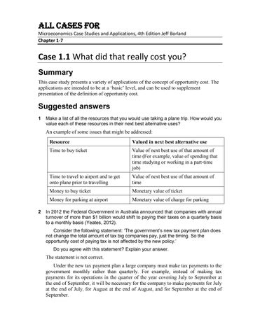 All Cases for Microeconomics Case Studies and Applications, 4th Edition by Jeff Borland Chapter 1-7