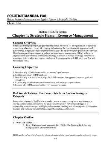 Solution Manual For Human Resource Management An Applied Approach 3th Edition by Jean M. Phillips Ch