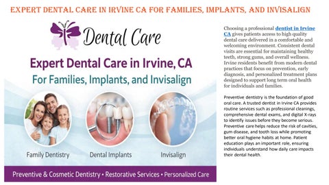 Expert Dental Care in Irvine CA for Families, Implants, and Invisalign