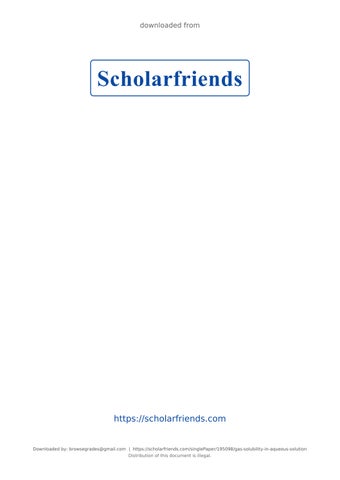 Gas Solubility in Aqueous Solution. At 303 K the concentration of CO2 in water is 0.90 x 10-4 kg CO2